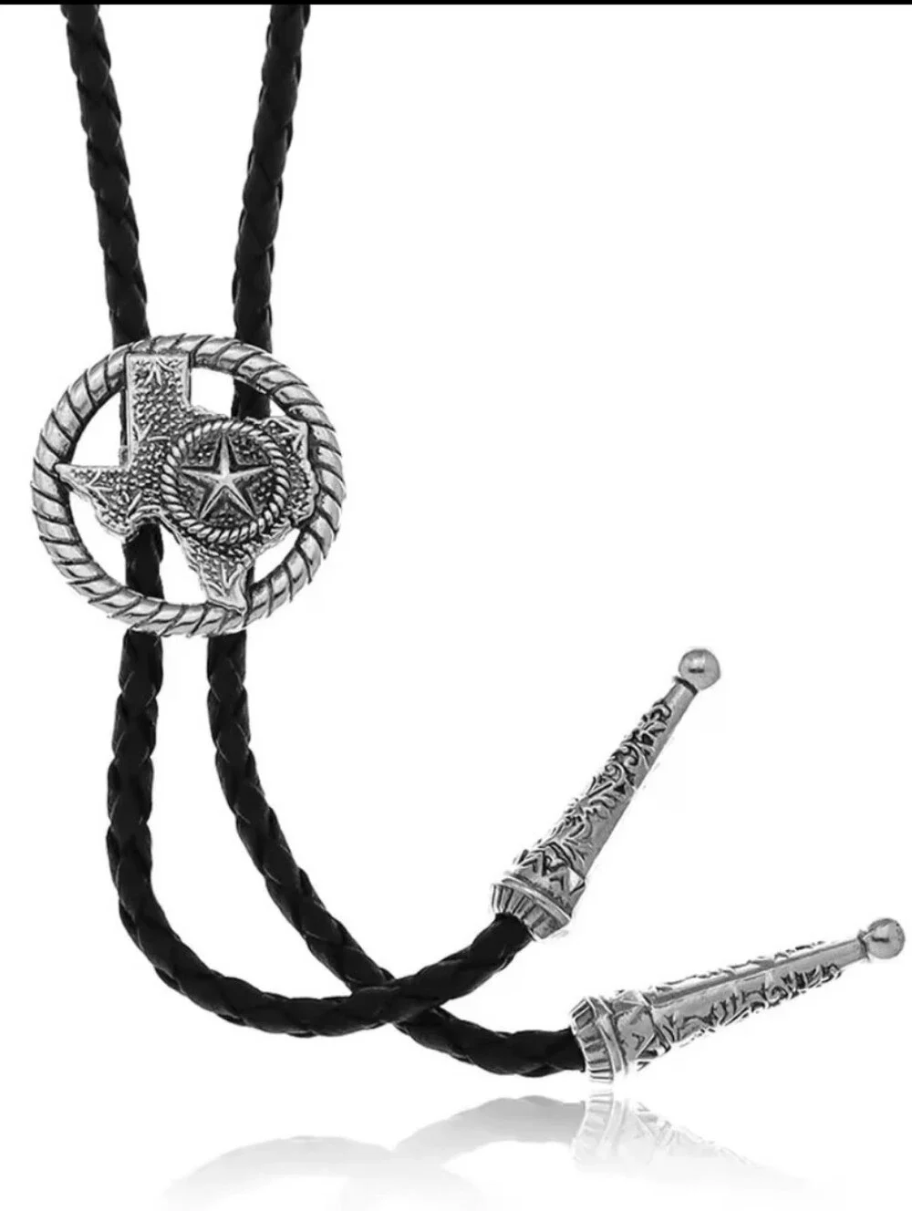 Texas Star Silver Western Cowboy Cowgirl Rodeo bolo tie